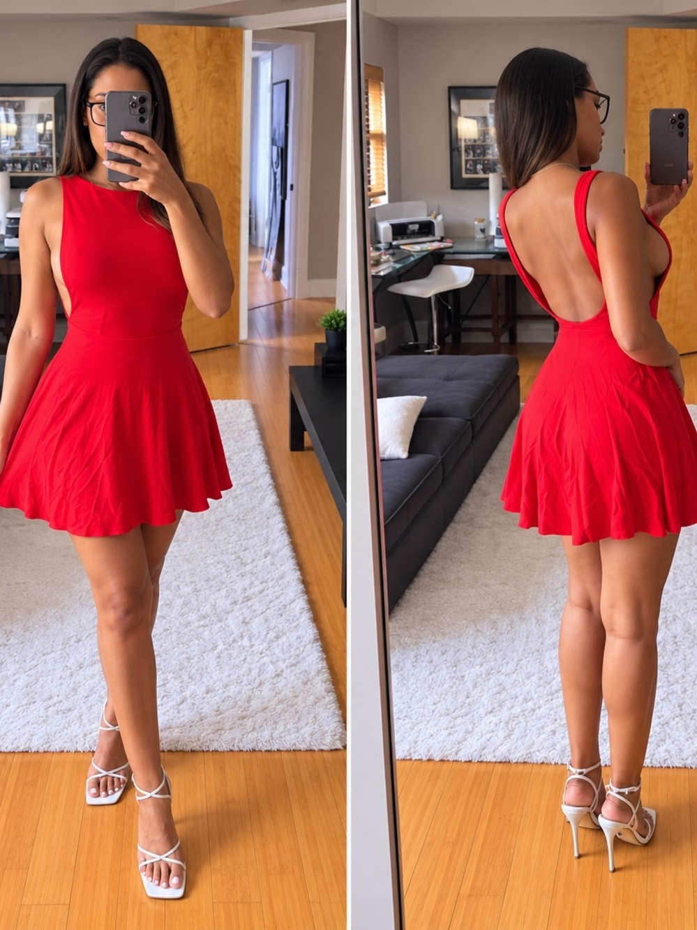 ❤️ American Apparel Red Open-Back Mini Dress – XS